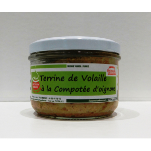 Terrine de volaille à la compotée d'oignons