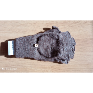 Mitaines moufle marron en laine d'alpaga