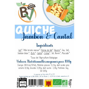 Quiche jambon & cantal 4/5 personnes
