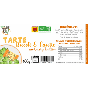 Tarte brocoli & carotte au curry indien