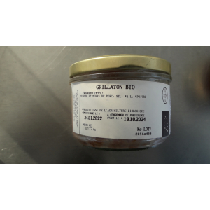 Verrine de rillette de porc bio env 180 gr