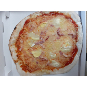 Pizza lardons, chèvre, emmental