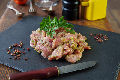 Emincé porc bio mariné (ail des ours) - 500gr