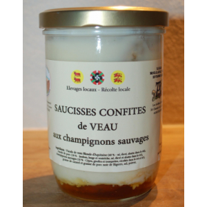Saucisses confites veau champignons sauvages