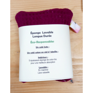 Eponge  lavable et réutilisable tissu prune