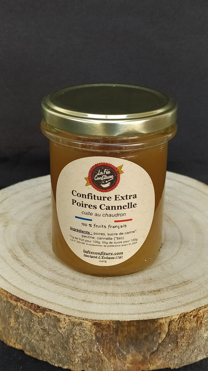 Confiture extra poires cannelle 240 g La Fée Confiture Locavor.fr