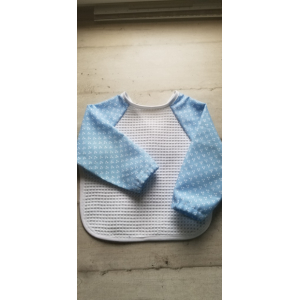 Bavoir à manches blanc/bleu