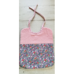 Bavoir rectangle framboise/liberty