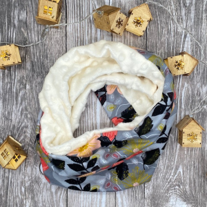 Tour de cou enfant (6-12ans) fleurs grises