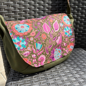 Besace moyenne kaki/rose