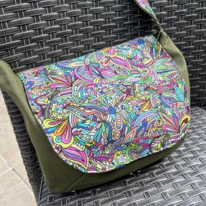 Besace moyenne kaki/bleue