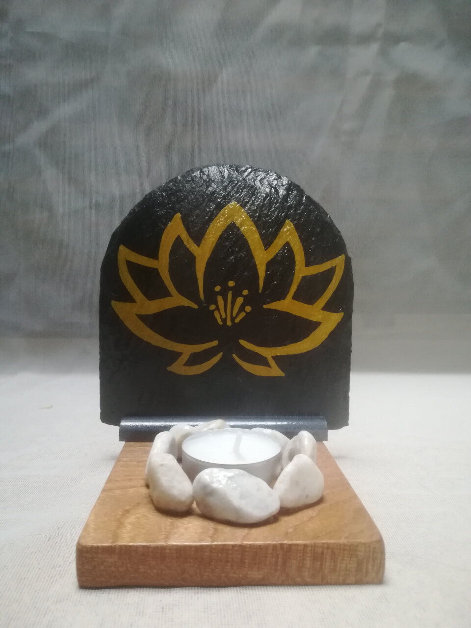 Bougeoir zen fleur de lotus - or - 1 u - Art'boise - Locavor.fr