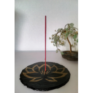 Porte-encens en ardoise - lotus or