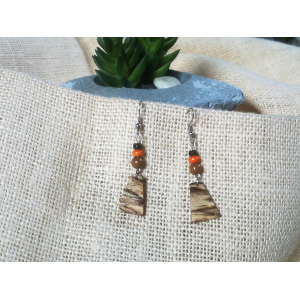 Boucles d'oreilles bois de hêtre échauffé