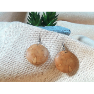 Boucles d'oreilles rondes et bombées en bois