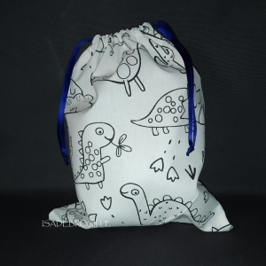 Pochon  avec liens coulissants dinosaure