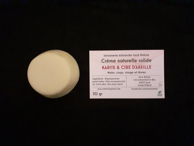 Crème naturelle solide karite cire d'abeille