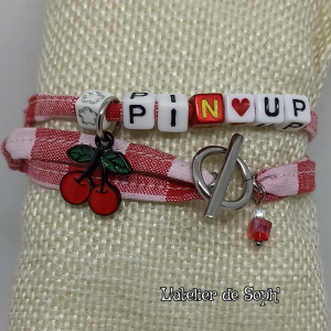 Bracelet 'pin'up' rouge/blanc