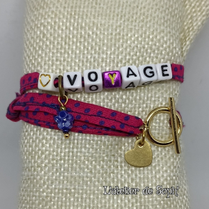 Bracelet 'voyage' rose/bleu