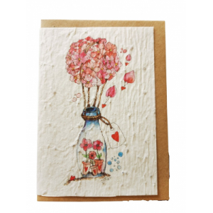 Carte à planter 'montgolfière hortensia'