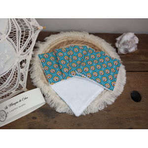 Lingettes lavables paon turquoise