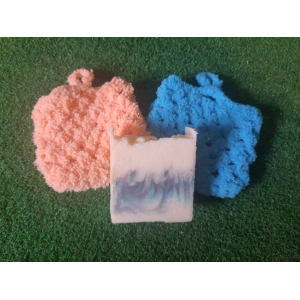 Pochette à savon au crochet orange