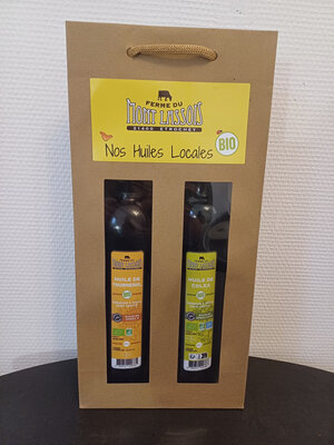 Coffret d'huile bio: colza et tournesol