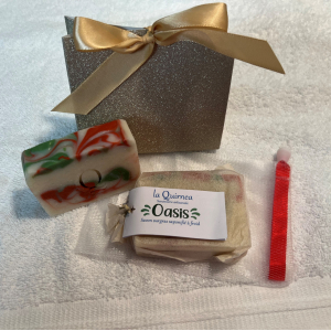 Pochon cadeau oasis + sachet fleur  douch