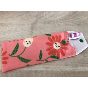 Pochette à brosse à dents 'rose fleurs'