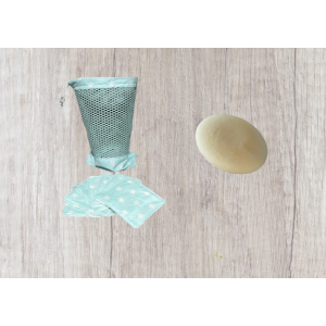 Pack démaquillant solide, filet, lingettes b