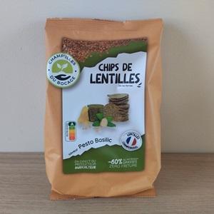 Chips de lentilles 'pesto basilic'