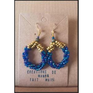 Boucles perles torsadées doré et violet nacré