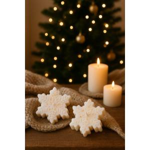 Bougie flocon de noel et feuille or