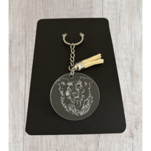 Porte clé gravé tansparent chien