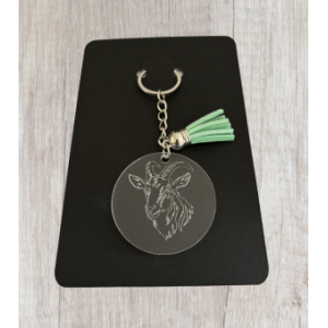 Porte clé gravé tansparent chèvre