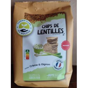 Chips de lentilles 'crème et oignon'