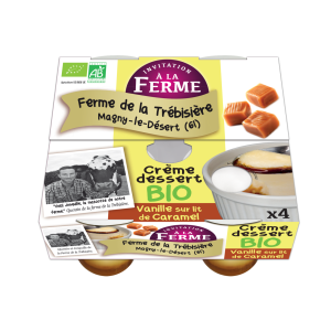 Cr. dessert vanille sur lit cara. bio 4x100g-