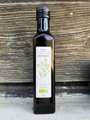 Huile vierge bio aromatisée moutarde