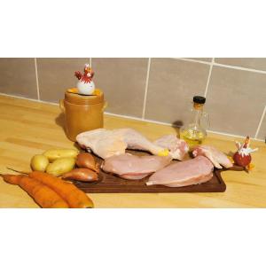 Poulet fermier entier découpé