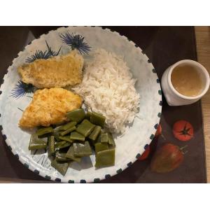 Filet de poisson blanc, coco plats, riz