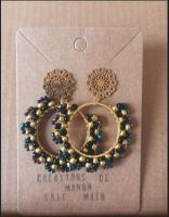 Boucles d'oreilles tissées noir et doré