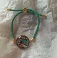 Bracelet bleu cordon vert pastel