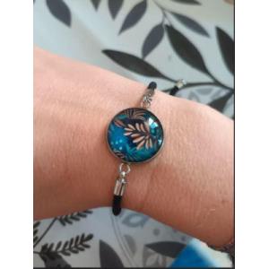 Bracelet bleu cordon noir