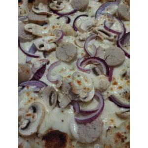 Pizza boudin blanc moutarde à l'ancienne