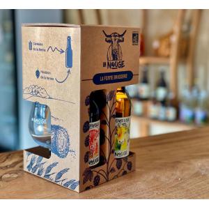 Coffret cadeau 3 x 33cl + 1 verre la nouge