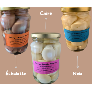 Oeufs au vinaigre de cidre, échalote ou noix