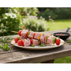 Brochettes nature de porc bio 600g (4 pièces)