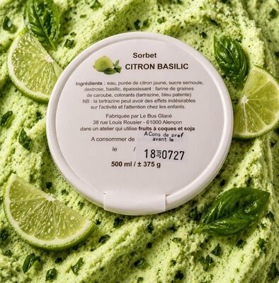 Sorbet plein fruit citron basilic