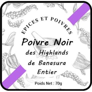 Poivre des highlands de banasura noir entier