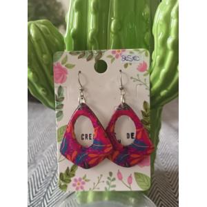 Boucles bois et papier fuschia
